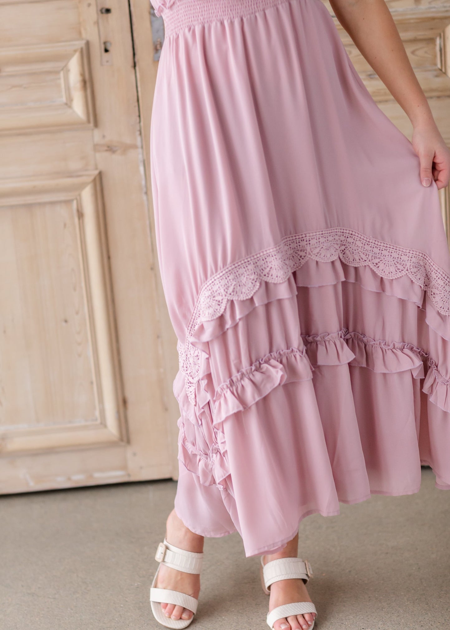 Maxi Dress with Scallop Edge Detail Dress Dresses Polagram