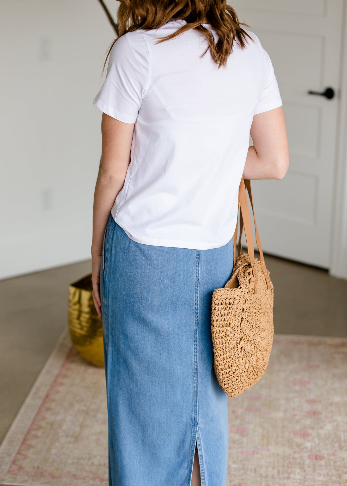 Meadow Drawstring Waist Chambray Long Denim Jean Skirt - FINAL SALE Skirts