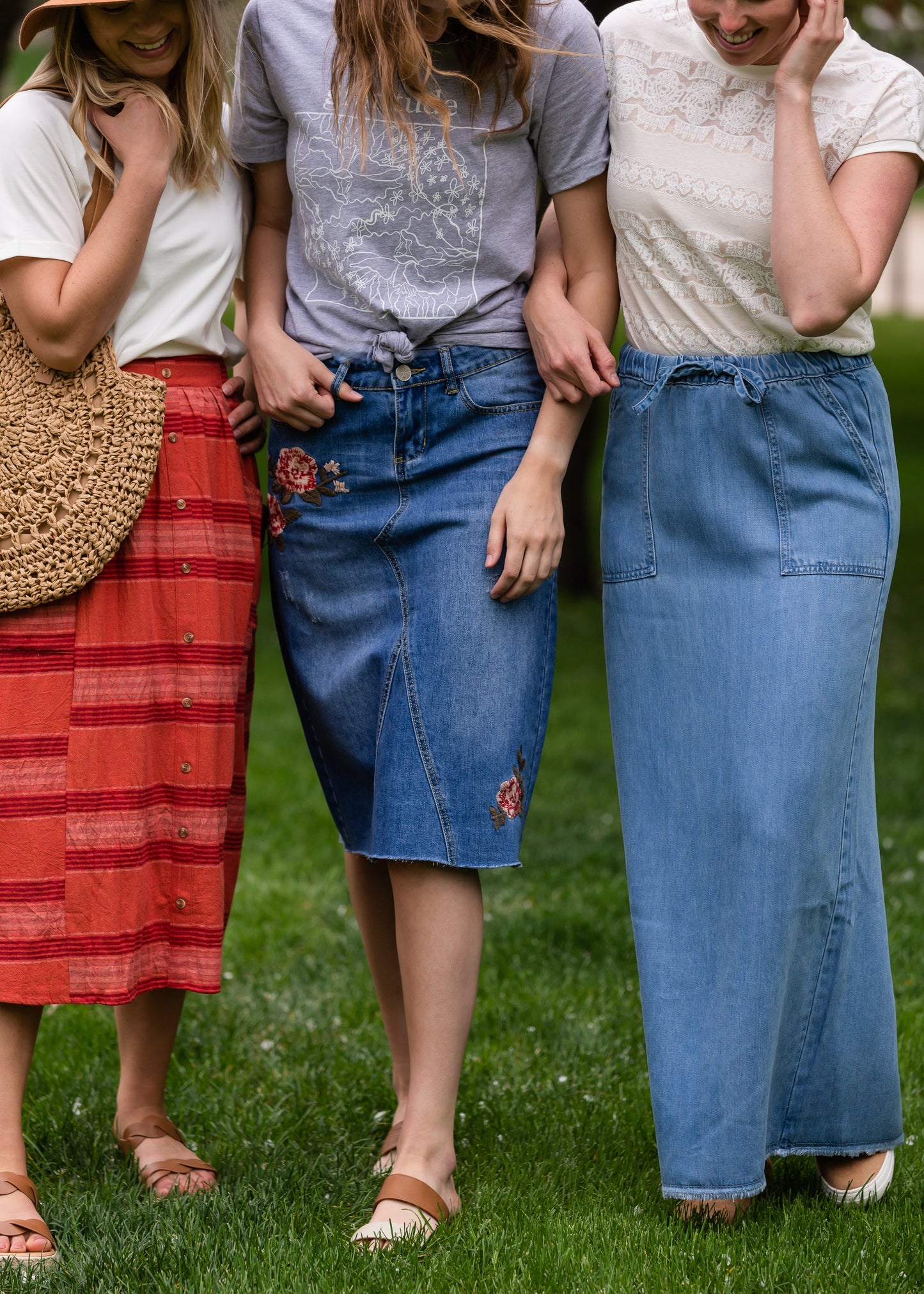 Meadow Drawstring Waist Chambray Long Denim Jean Skirt - FINAL SALE Skirts