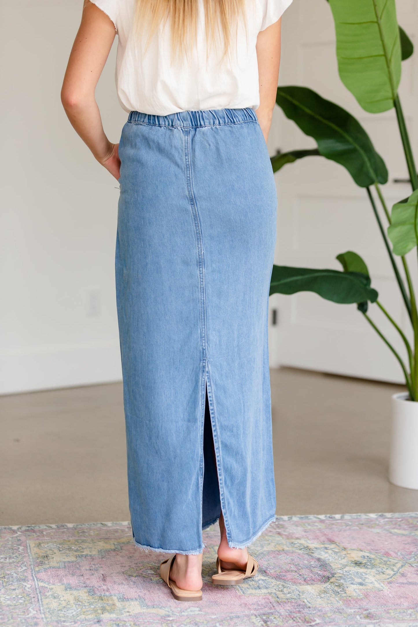 Meadow Drawstring Waist Chambray Long Denim Jean Skirt - FINAL SALE Skirts