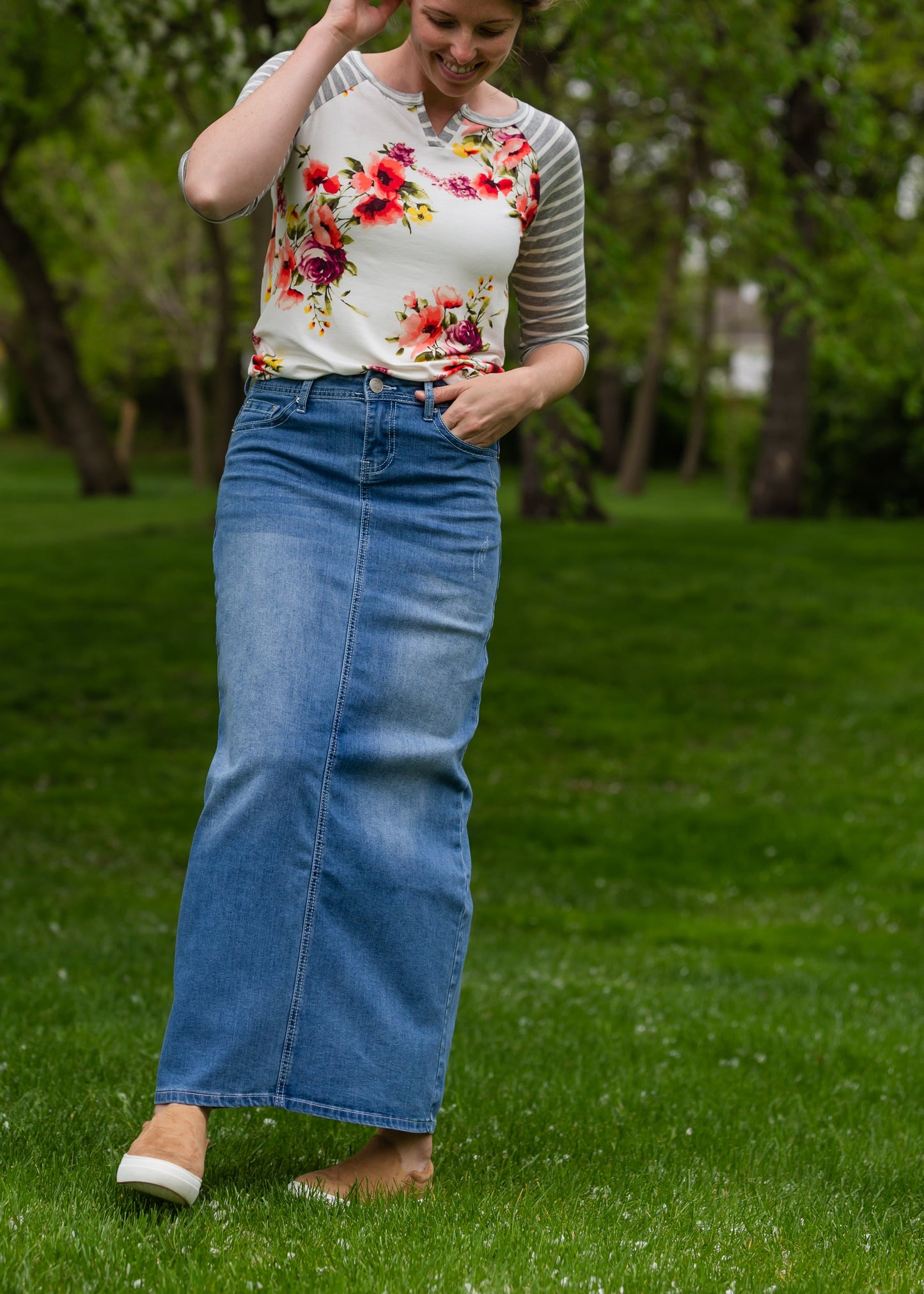 Mia Medium Denim Long Jean Skirt - FINAL SALE Skirts