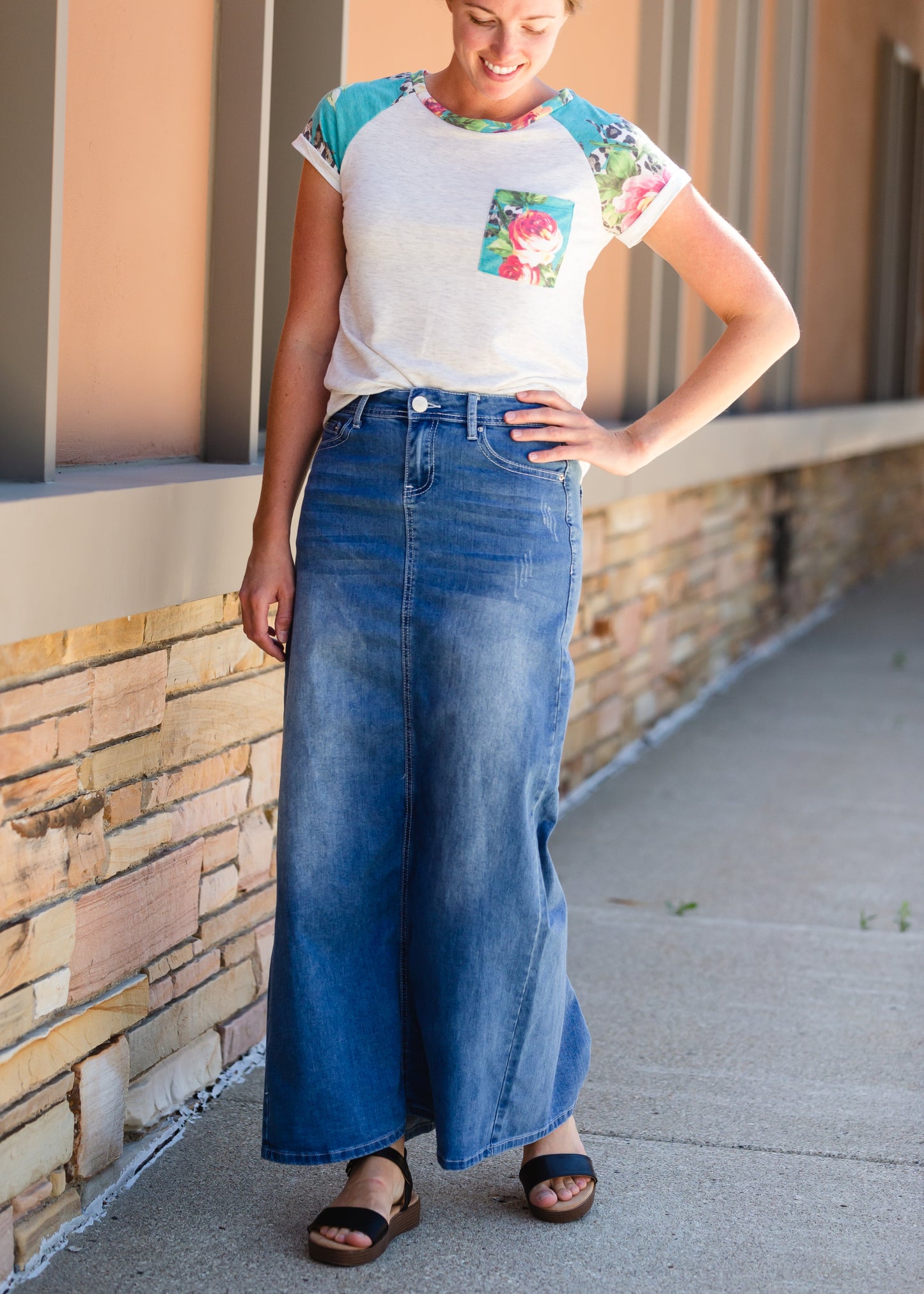 Mia Medium Denim Long Jean Skirt - FINAL SALE Skirts