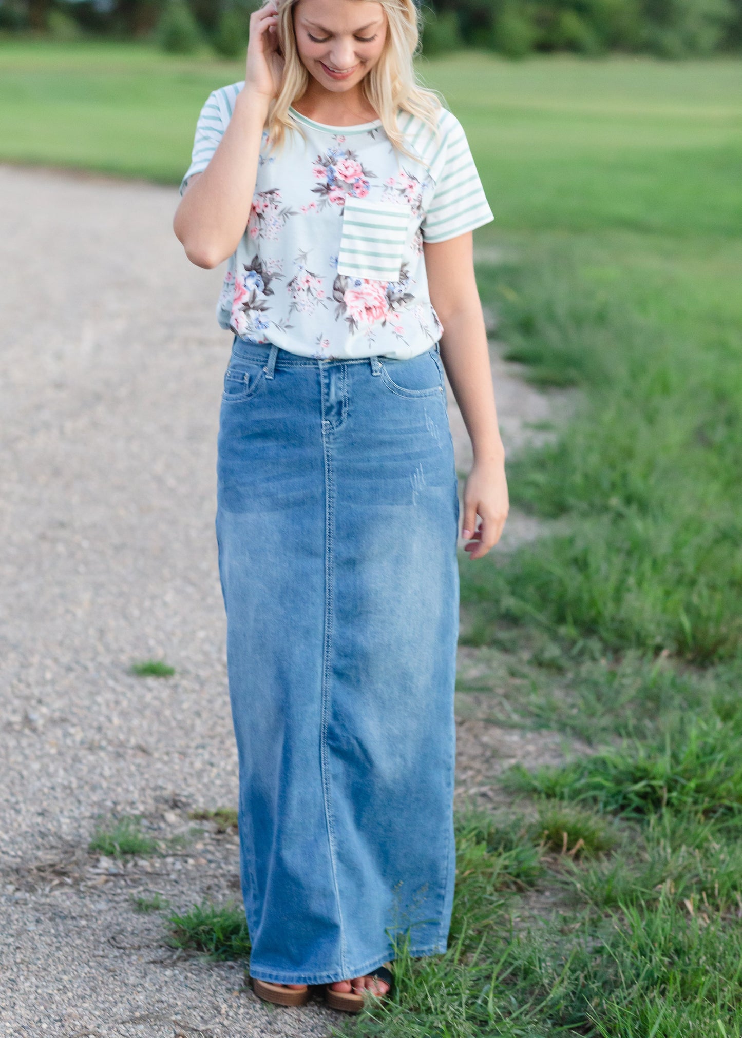 Mia Medium Denim Long Jean Skirt - FINAL SALE Skirts