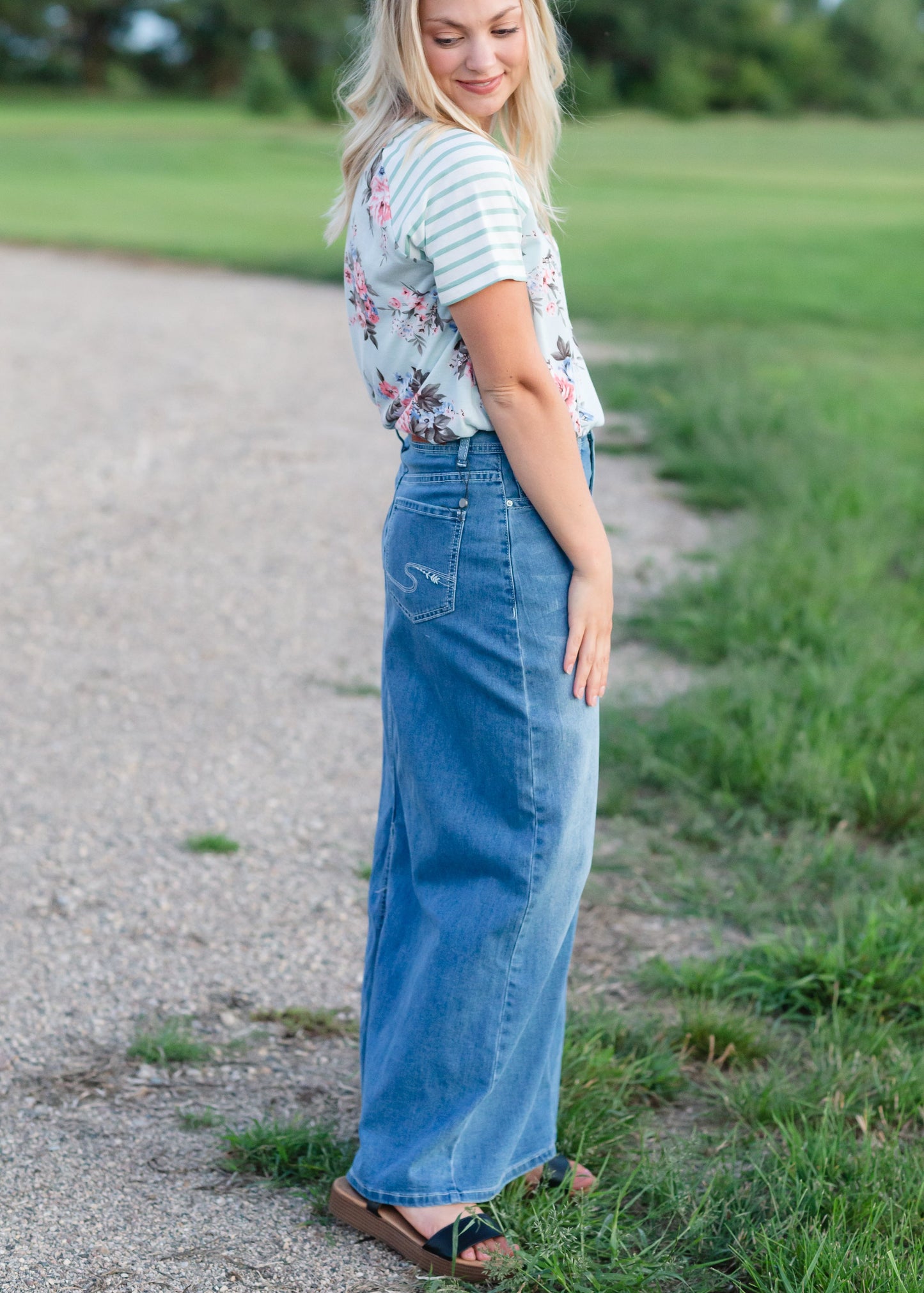 Mia Medium Denim Long Jean Skirt - FINAL SALE Skirts