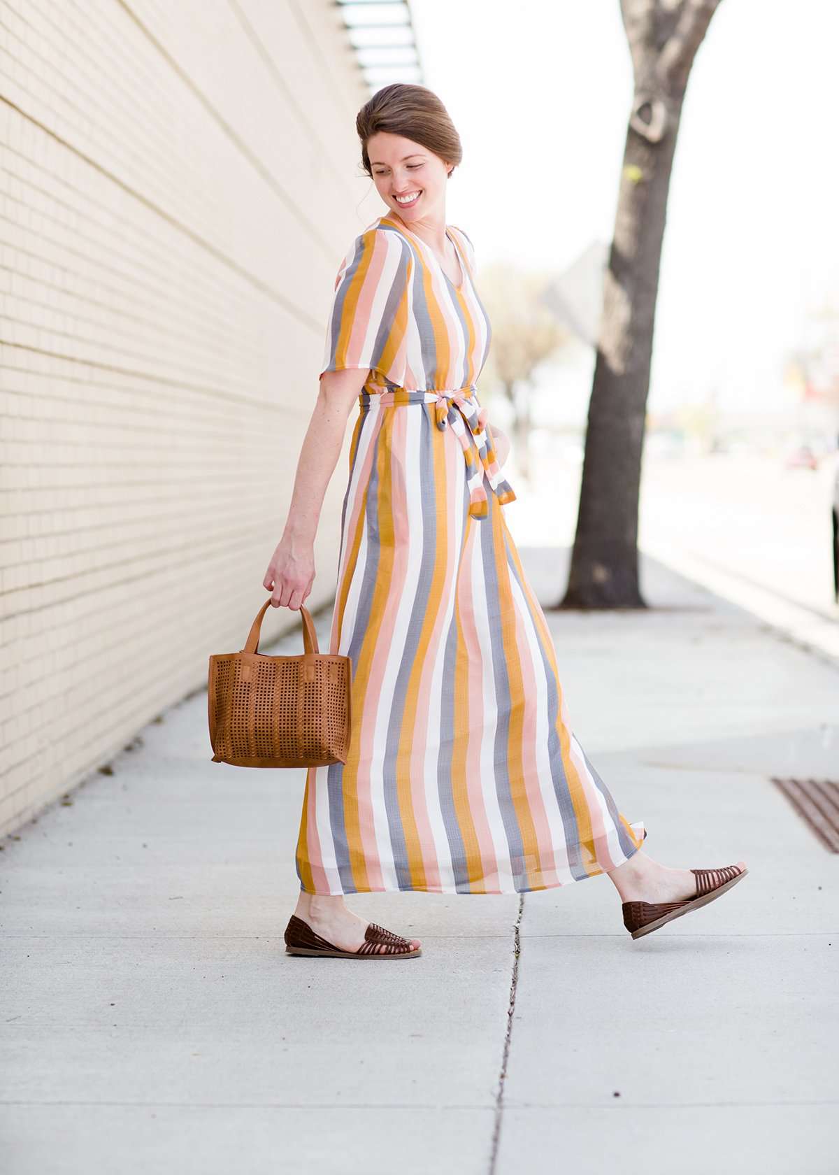 Multi stripe maxi dress shop