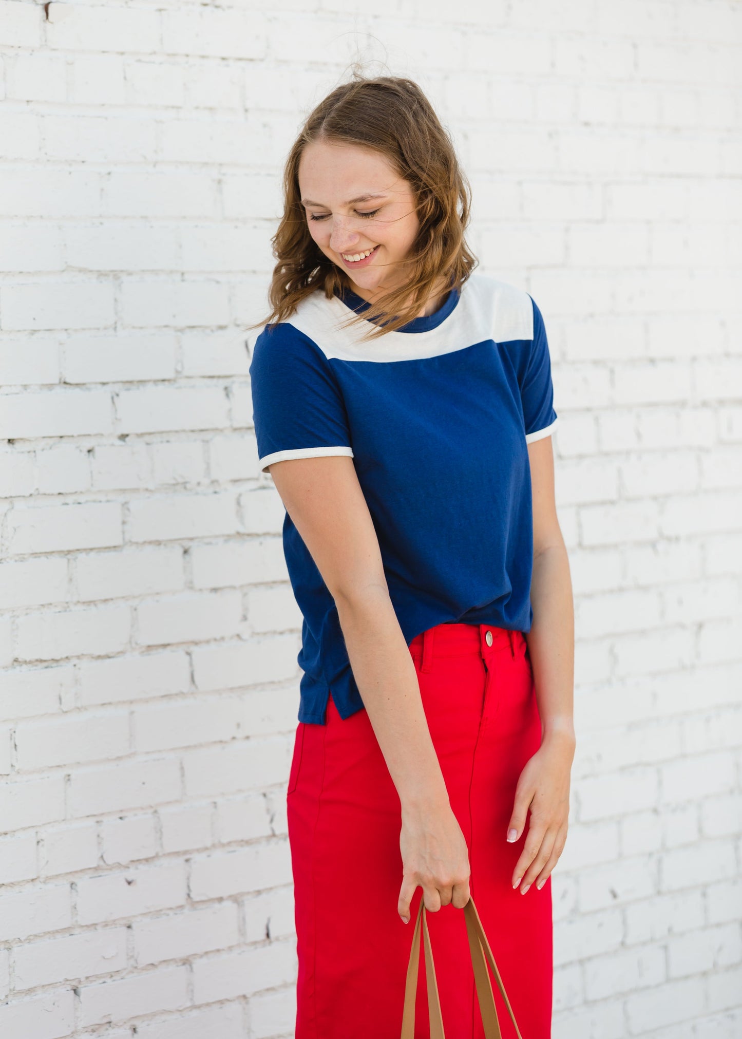 Navy and White Striped Campus Tee - FINAL SALE Tops
