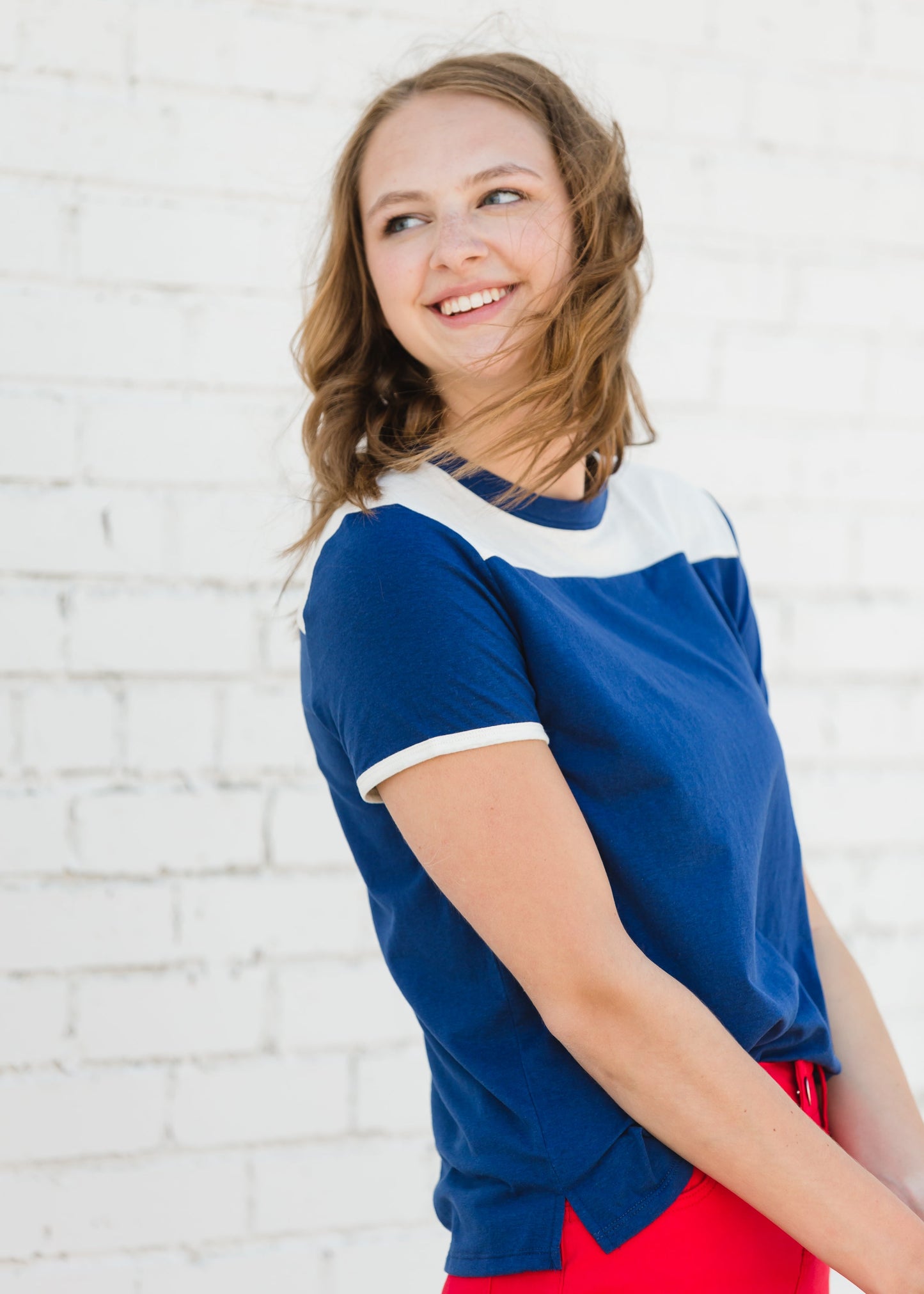 Navy and White Striped Campus Tee - FINAL SALE Tops