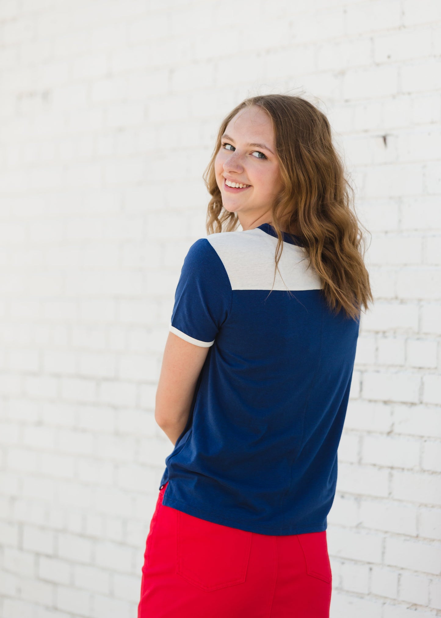 Navy and White Striped Campus Tee - FINAL SALE Tops