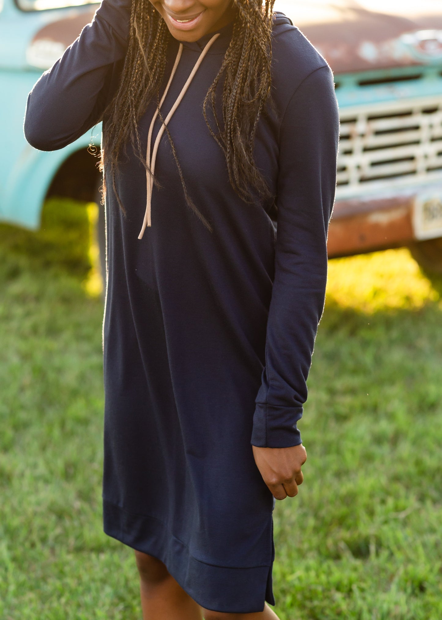 Navy Hooded Sweatshirt Dress - FINAL SALE Dresses