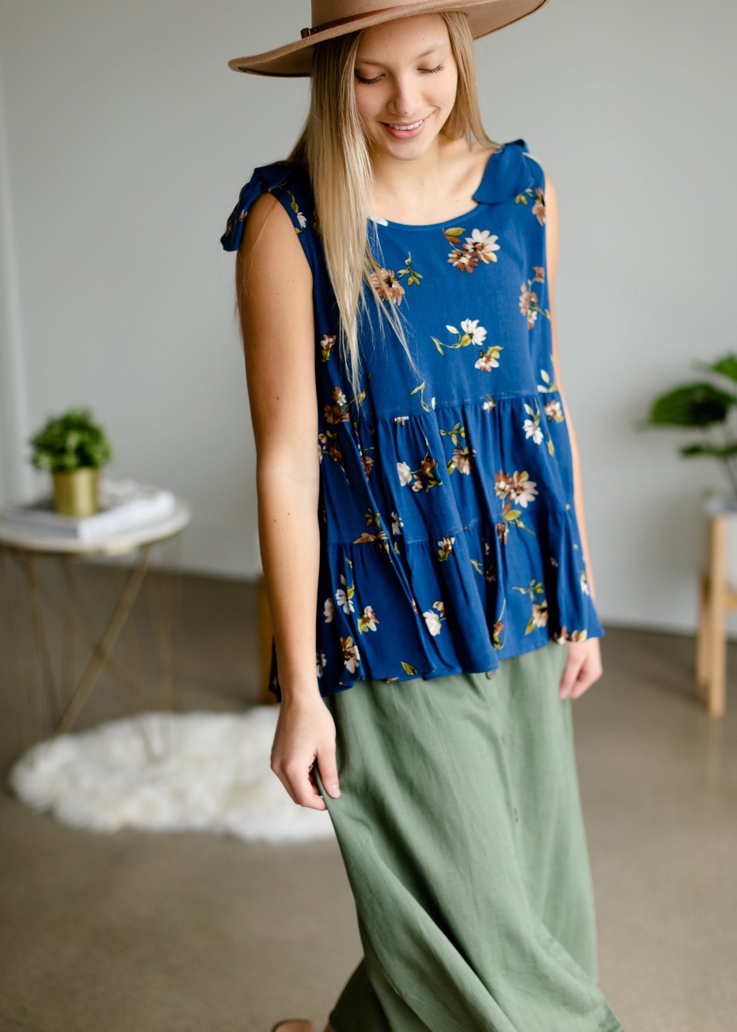 Olive Button Front Midi Skirt Skirts