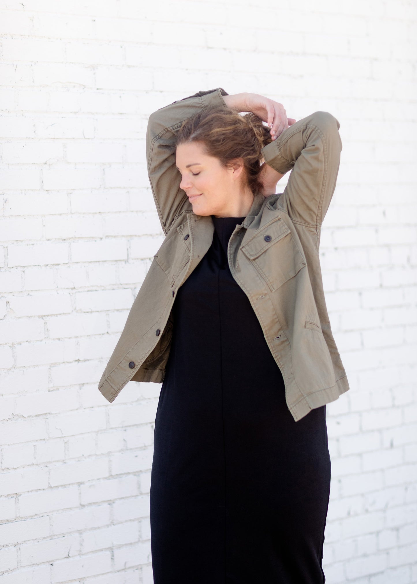 Olive Print Cargo Pocket Jacket Tops Thread & Supply