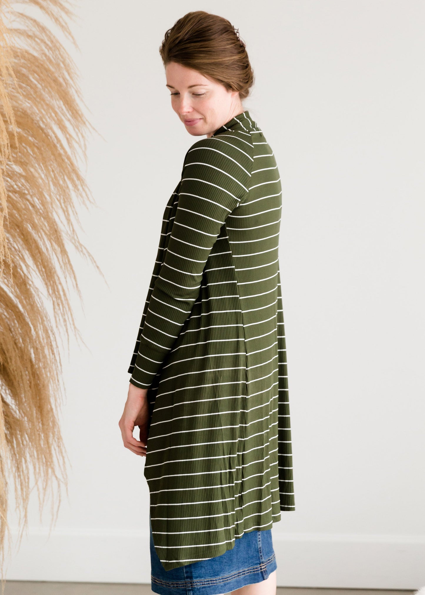 Olive Striped Drape Cardigan - FINAL SALE Layering Essentials