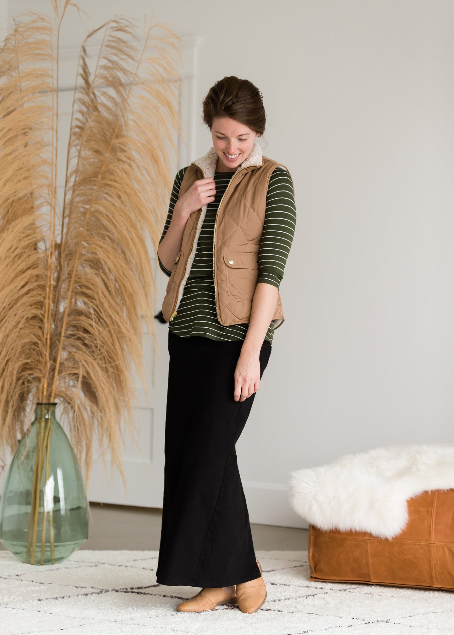 Olive Striped Long Sleeve Top - FINAL SALE Tops