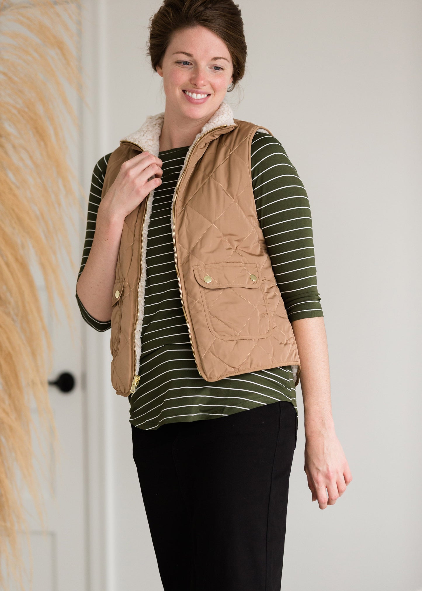 Olive Striped Long Sleeve Top - FINAL SALE Tops