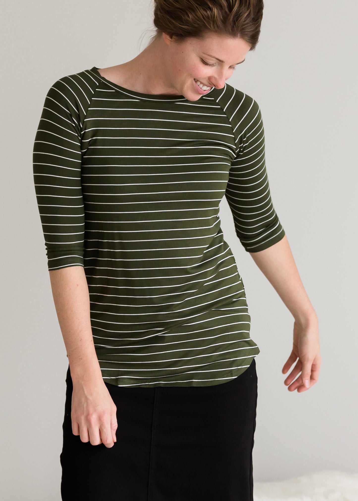 Olive Striped Long Sleeve Top - FINAL SALE Tops