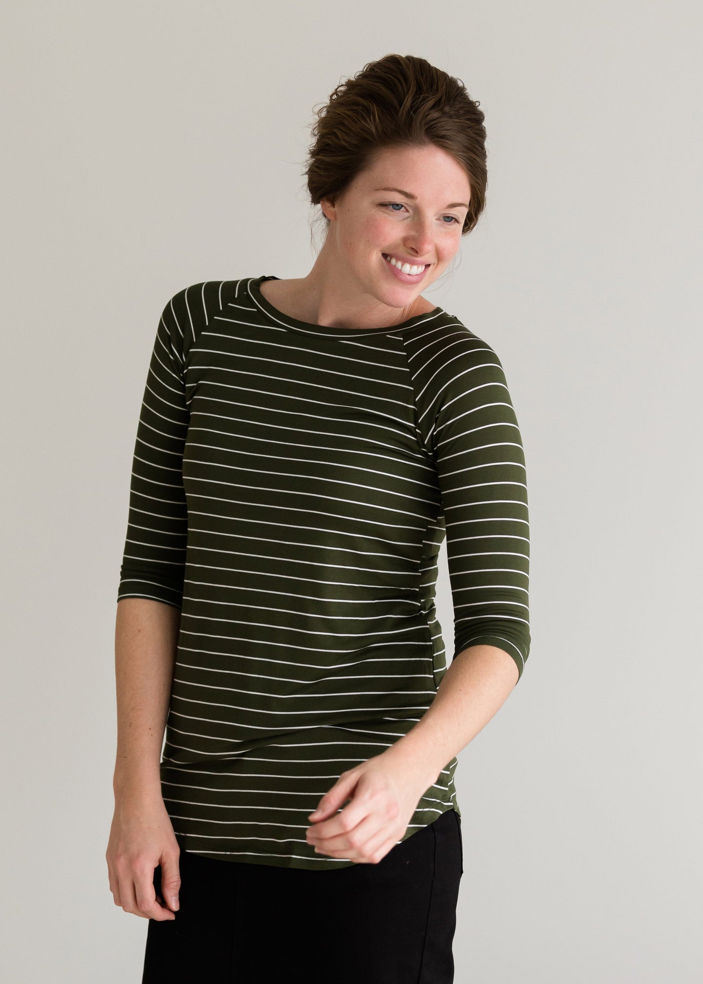 Olive Striped Long Sleeve Top - FINAL SALE Tops