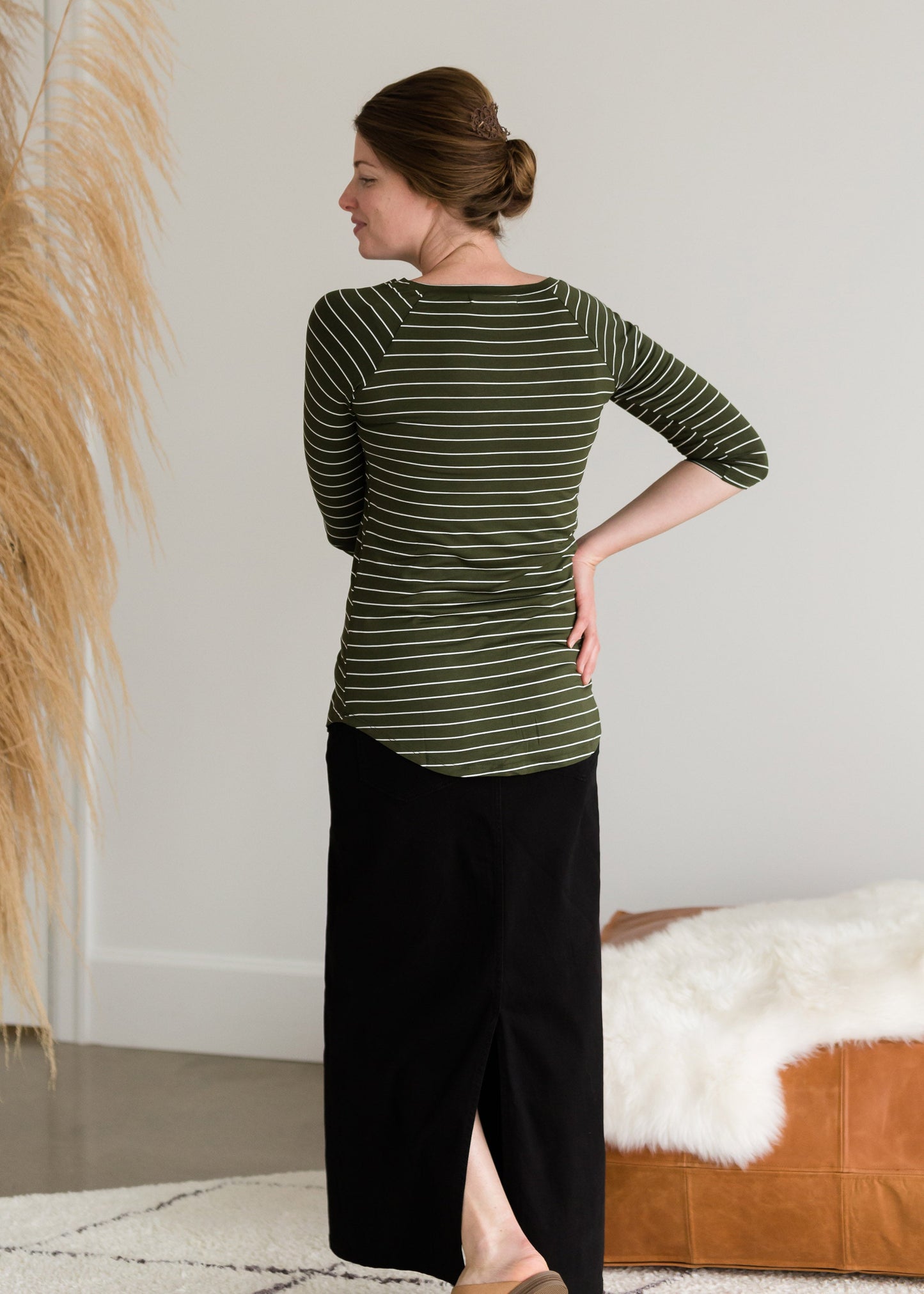 Olive Striped Long Sleeve Top - FINAL SALE Tops