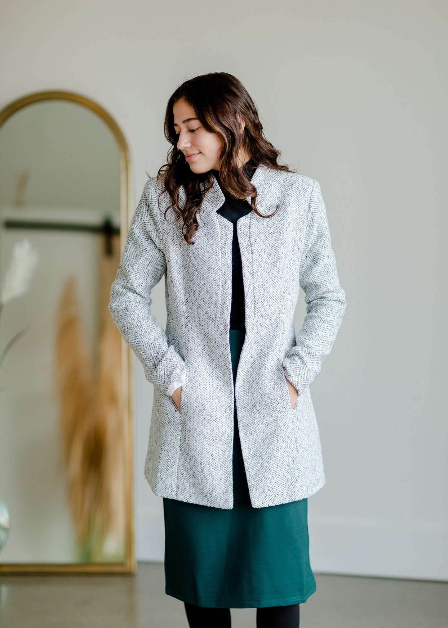 Open Front Side Pocket Jacket Tops Mazik