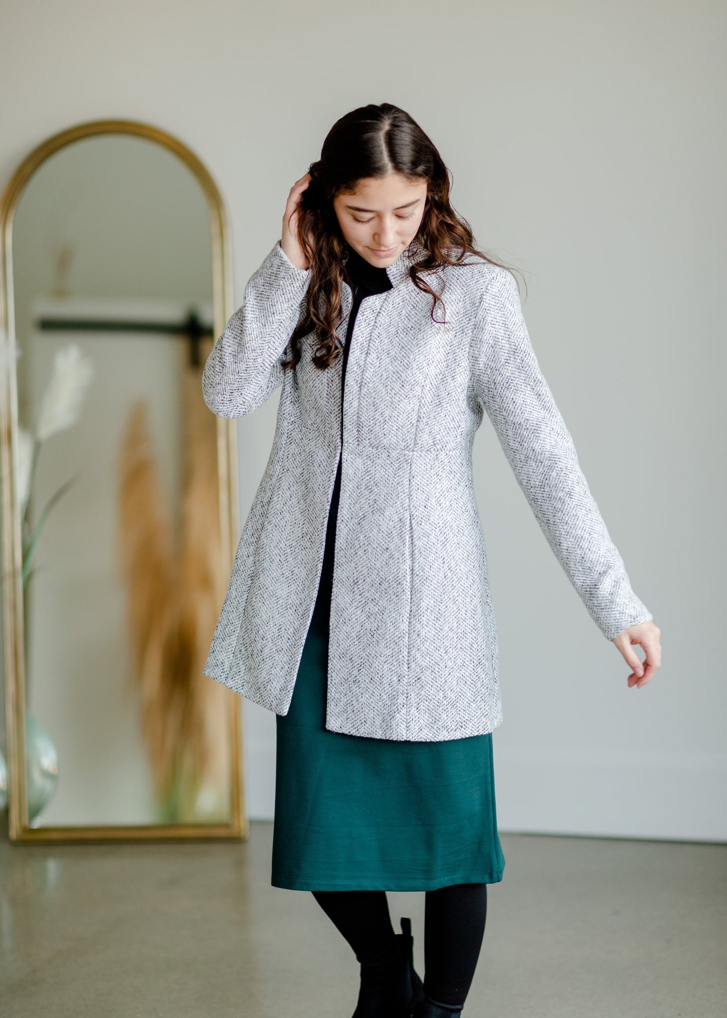 Open Front Side Pocket Jacket Tops Mazik