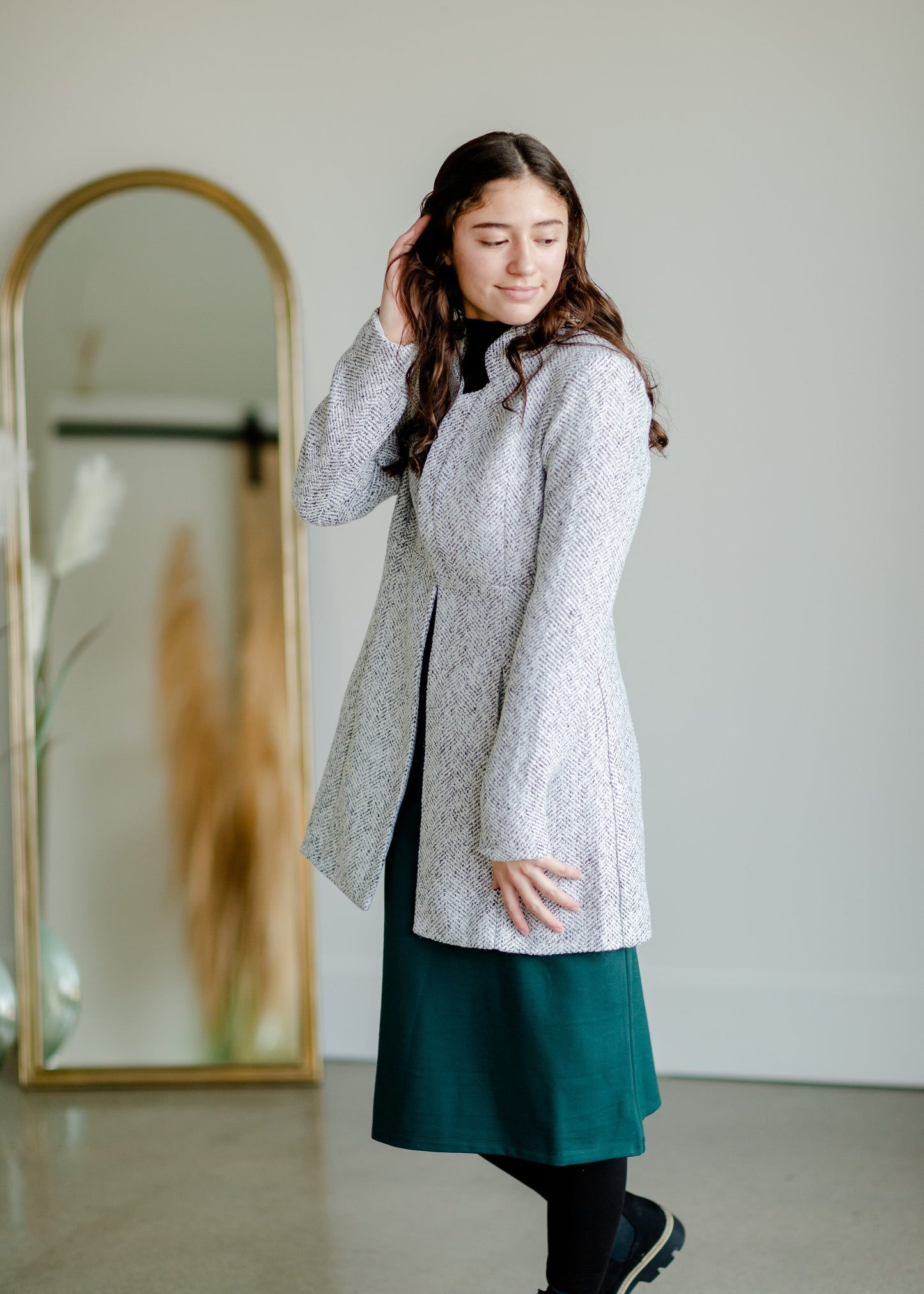 Open Front Side Pocket Jacket Tops Mazik