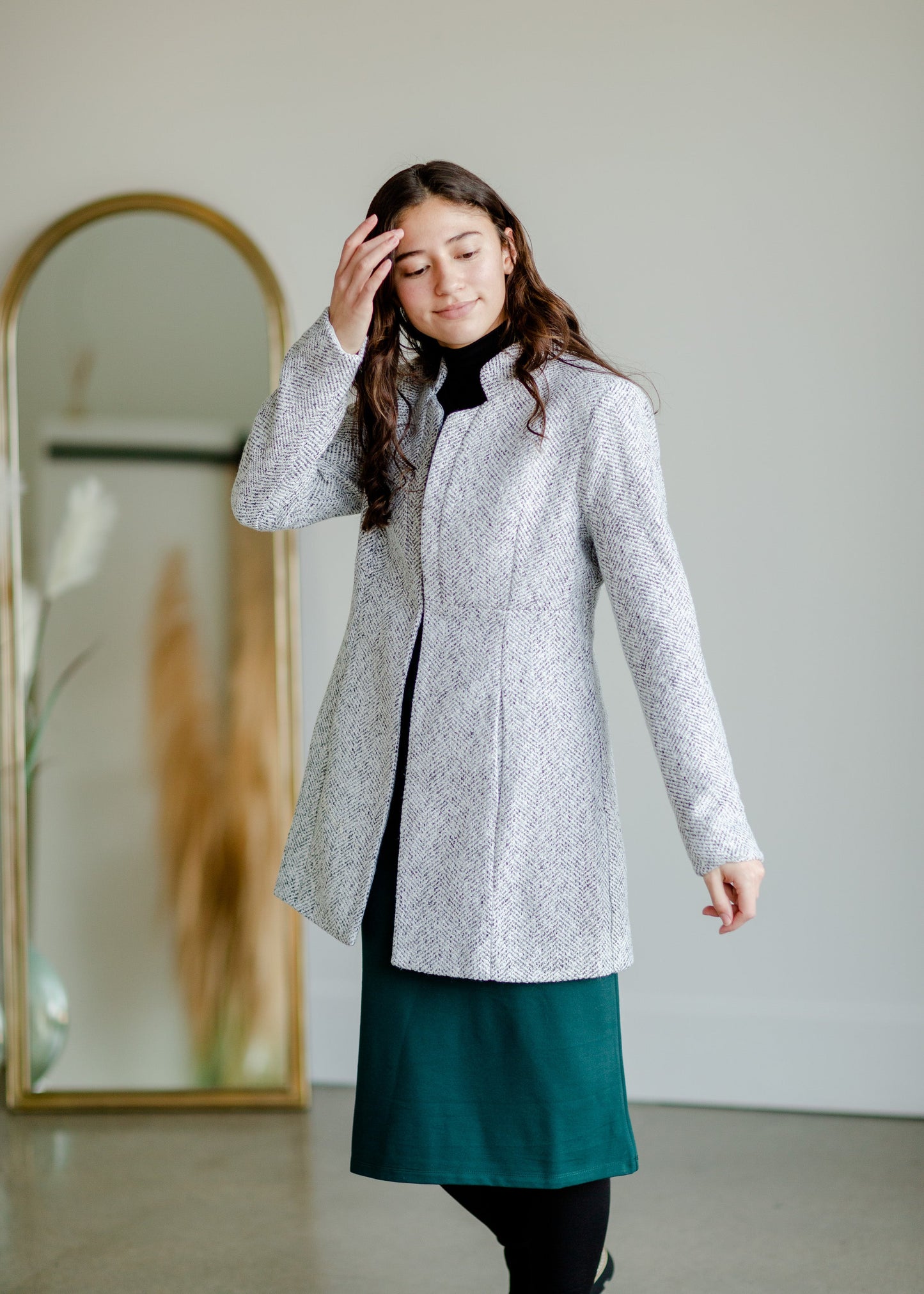 Open Front Side Pocket Jacket Tops Mazik
