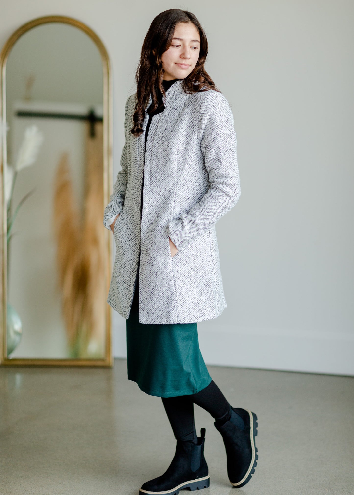 Open Front Side Pocket Jacket Tops Mazik