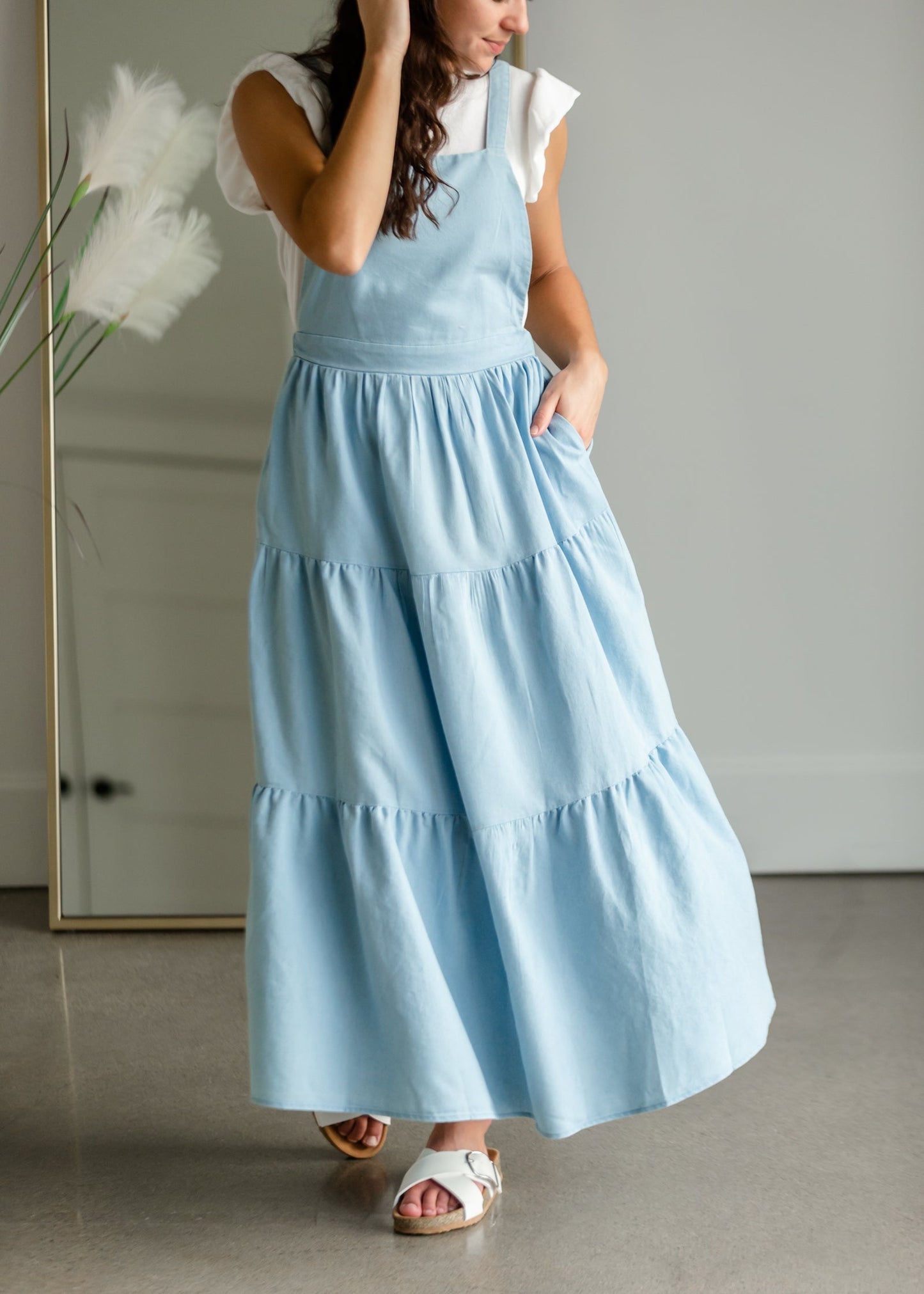 Overall Ruffled Maxi Dress Dresses Polagram & BaeVely Light Wash / S
