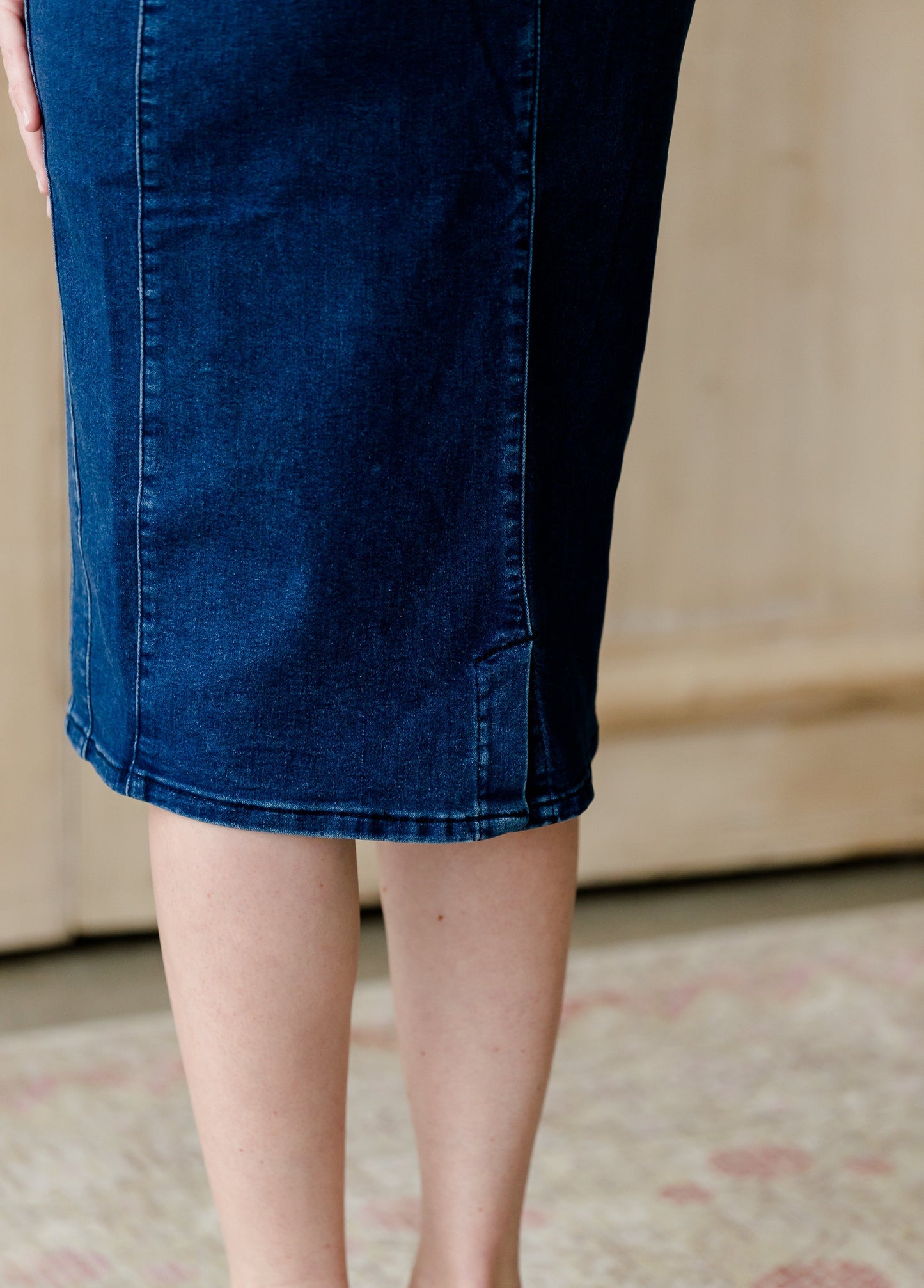 Panel Stitch Denim Jean Midi Skirt - FINAL SALE Skirts