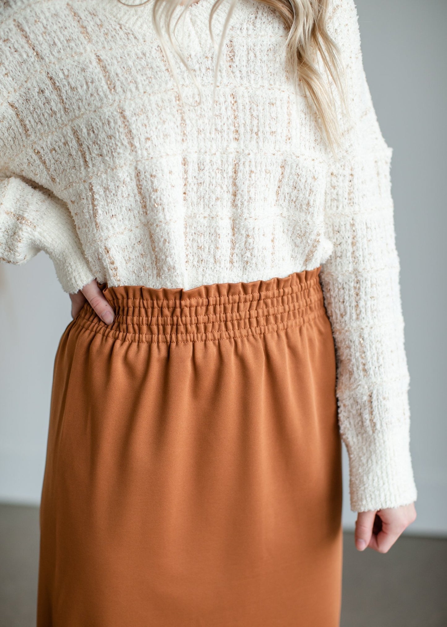 Parker Smocked Waist Midi Skirt - FINAL SALE Skirt Inherit - SOP