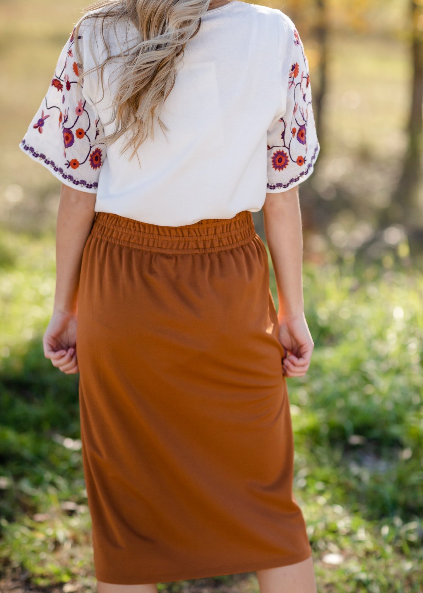 Parker Smocked Waist Midi Skirt Skirt Inherit - SOP