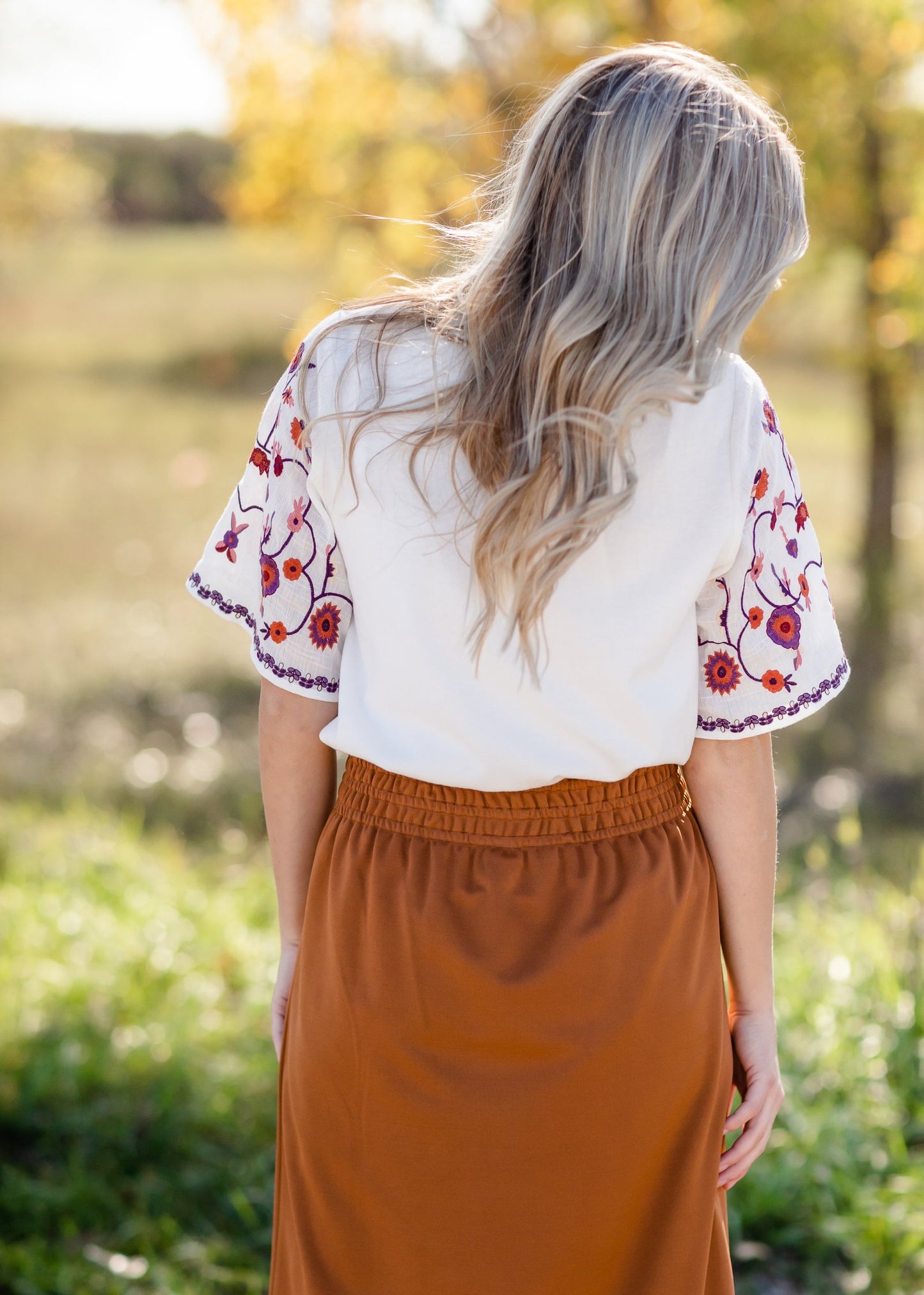 Parker Smocked Waist Midi Skirt Skirt Inherit - SOP