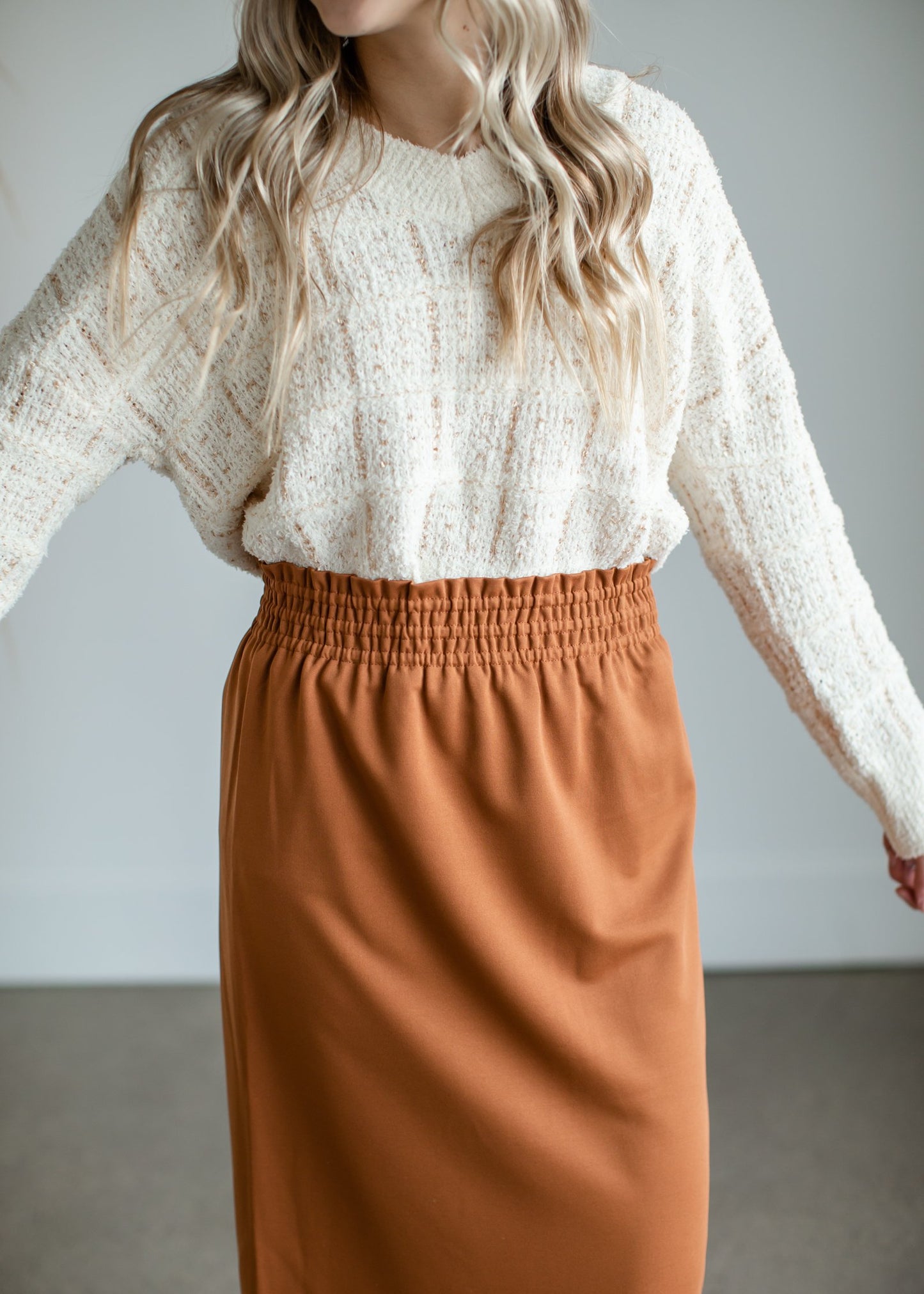 Parker Smocked Waist Midi Skirt Skirt Inherit - SOP