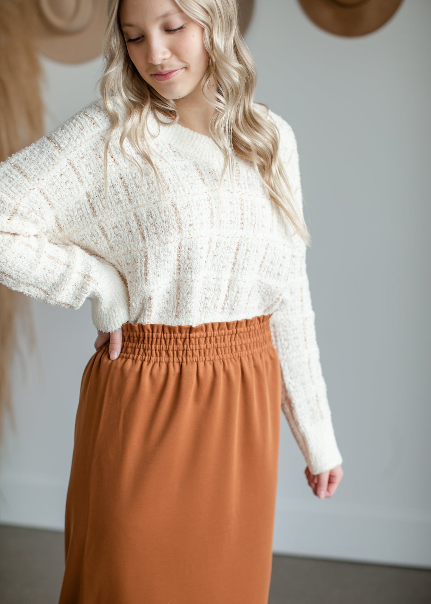 Parker Smocked Waist Midi Skirt Skirt Inherit - SOP