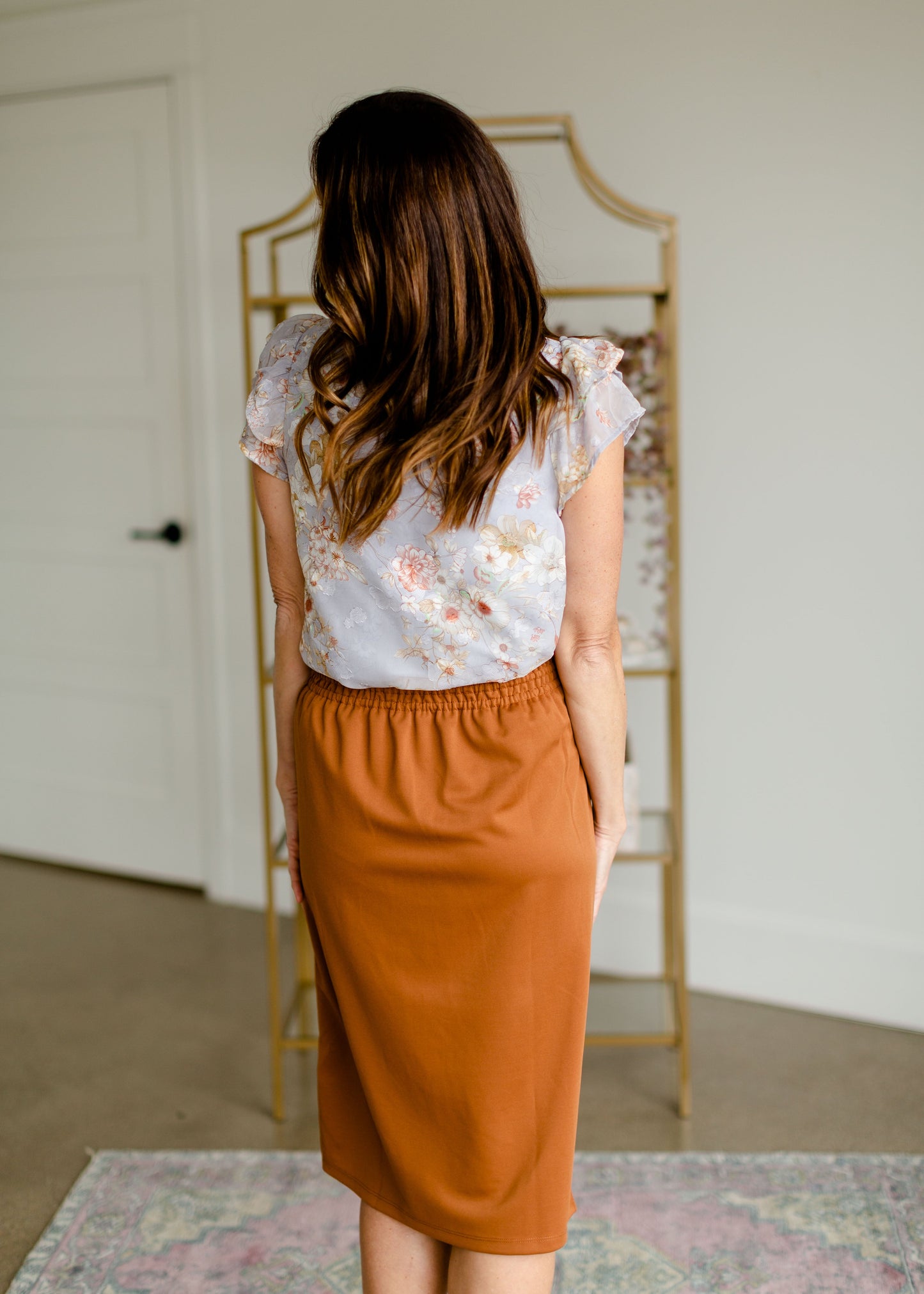 Parker Smocked Waist Midi Skirt Skirt Inherit - SOP