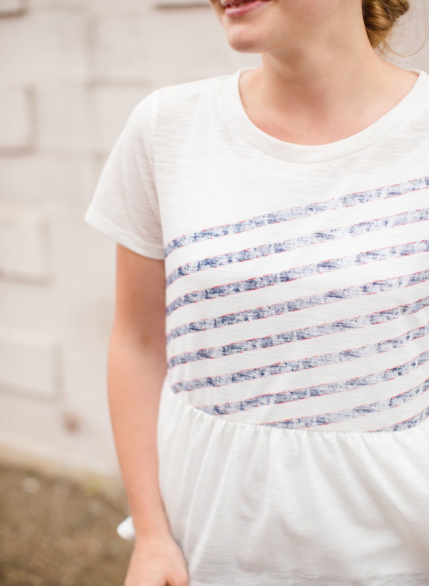 Women's Red White and Blue Modest Top