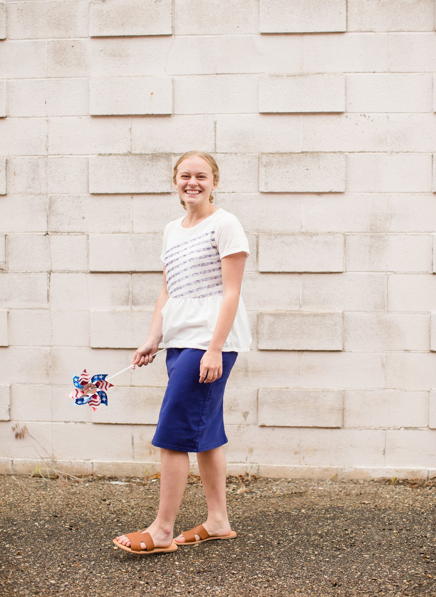 Women's Red White and Blue Modest Top