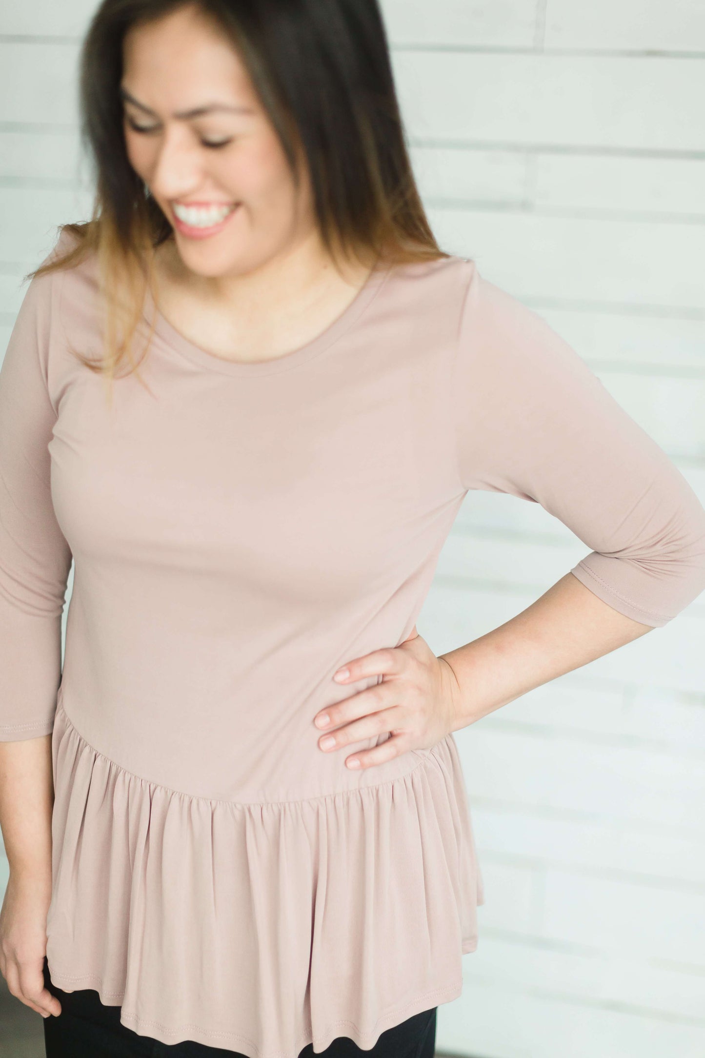Peplum Solid Top-FINAL SALE Tops