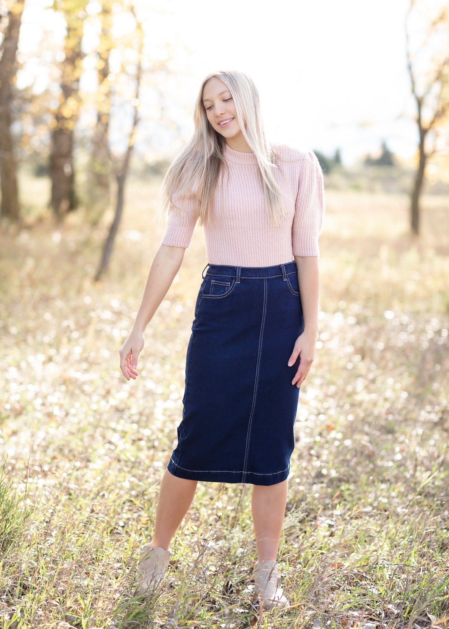 Pink Pleated Ribbed Knit Sweater Tops Inherit