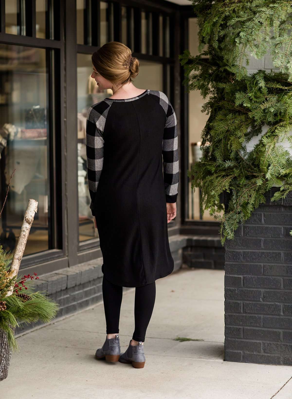 Plaid Fleece Knit Midi Dress - FINAL SALE Dresses