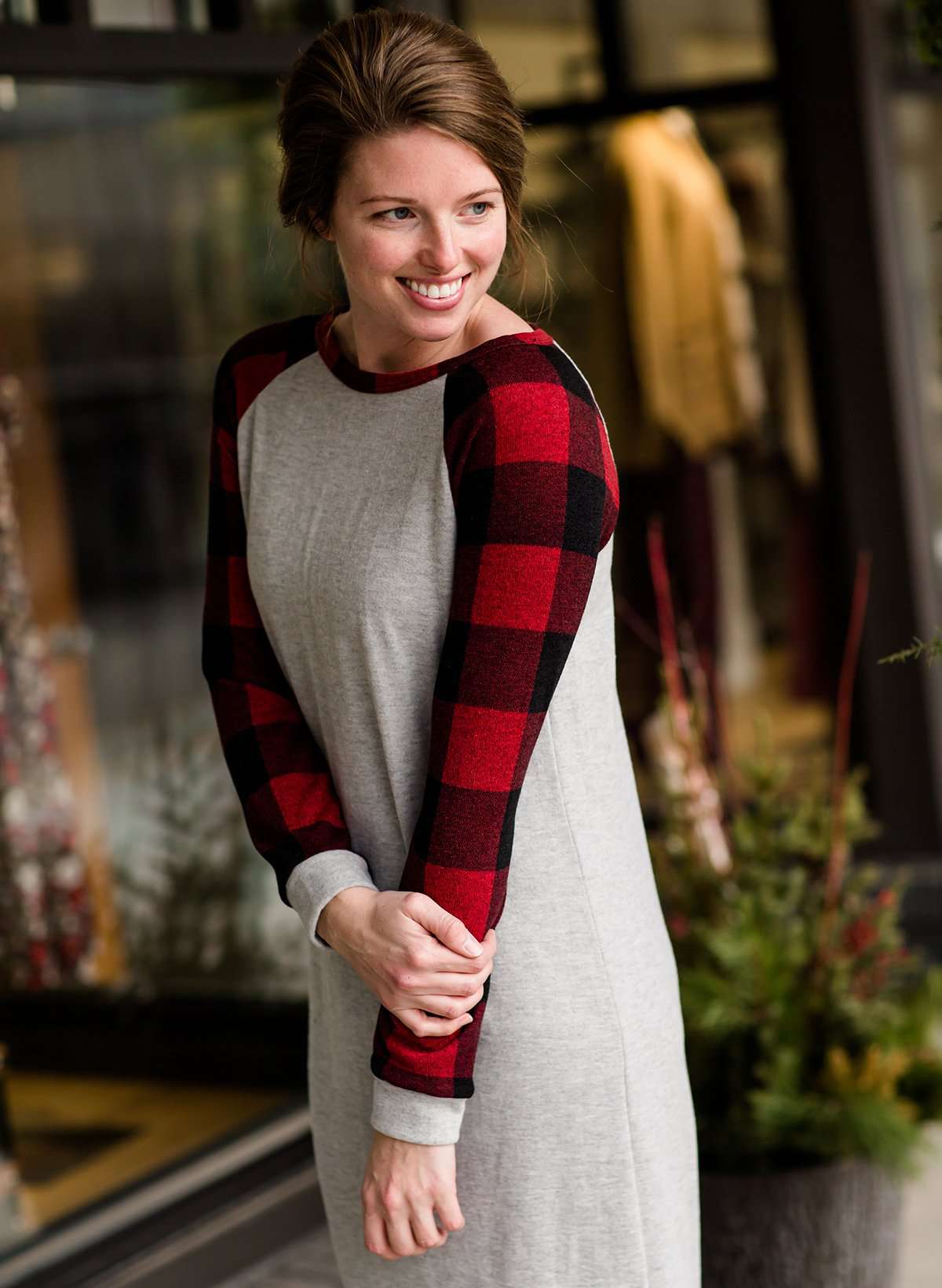 Plaid Fleece Knit Midi Dress - FINAL SALE Dresses