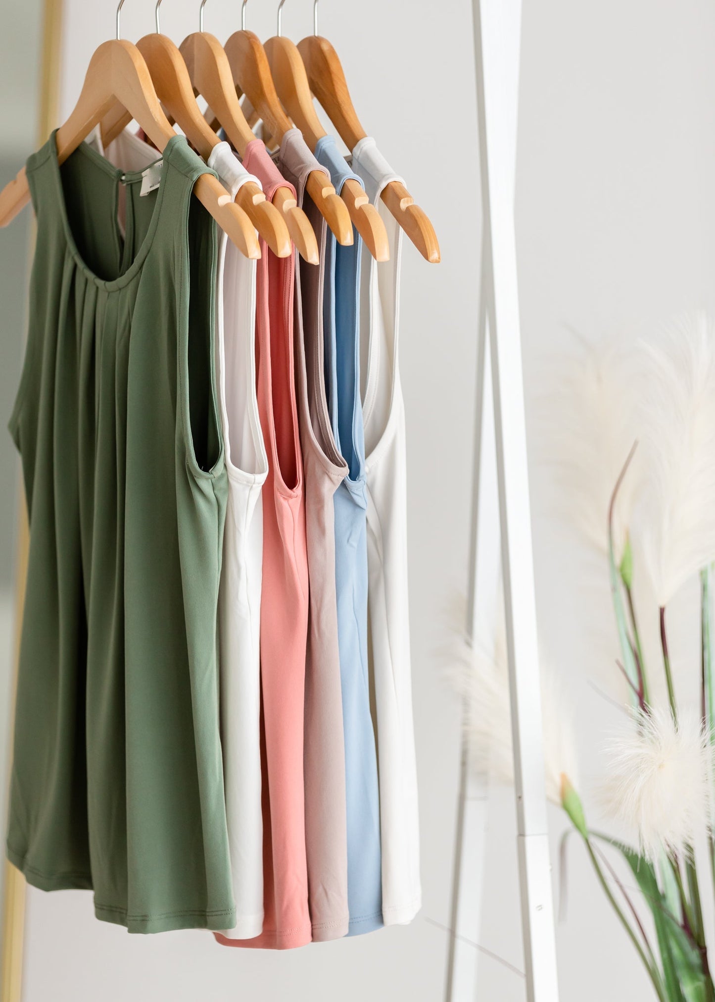 Pleated Front Layering Tank Top Shirt Zenana Tan / S