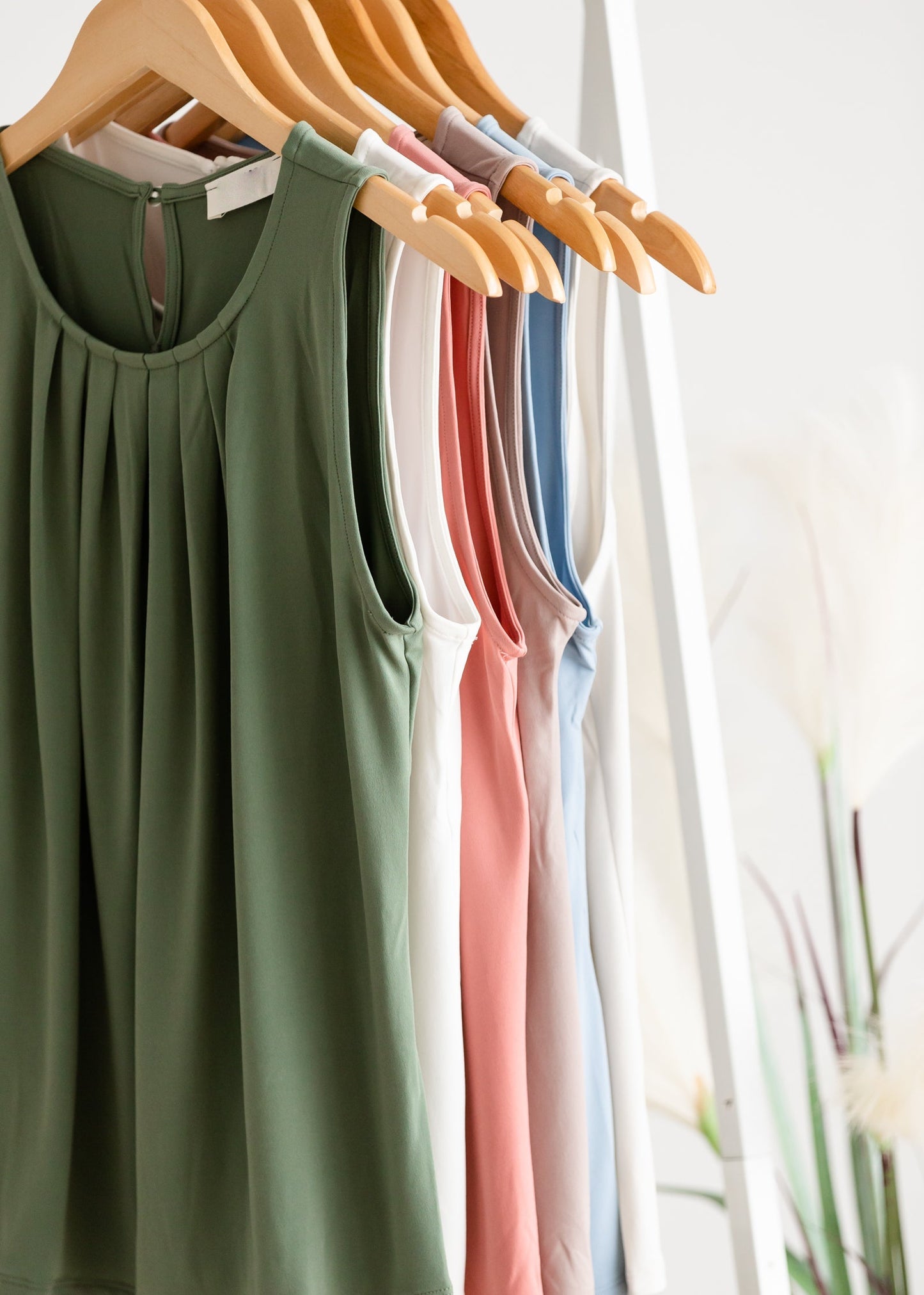 Pleated Front Layering Tank Top Shirt Zenana