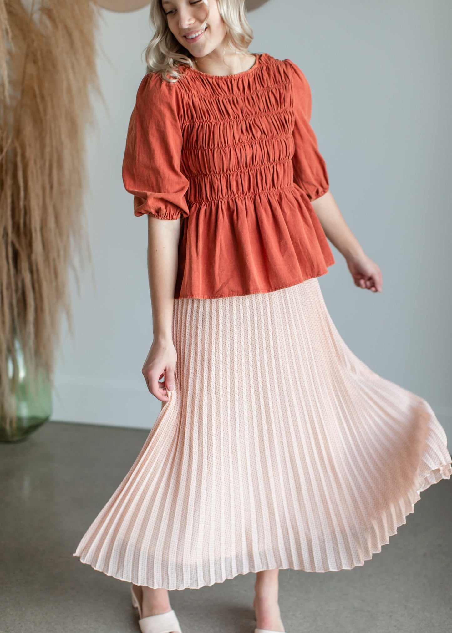 Pleated Print Maxi Skirt Skirts Polagram