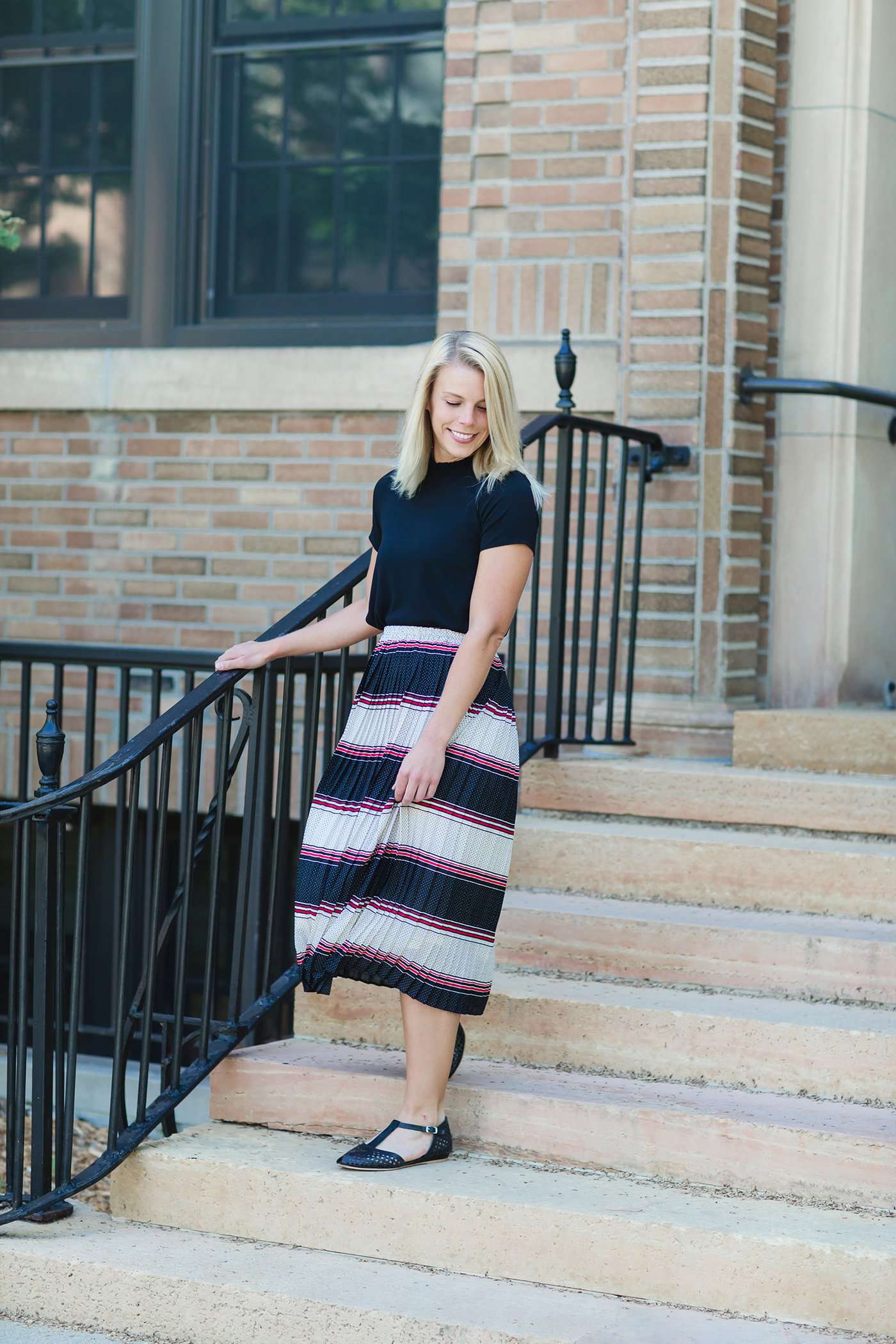 Polka Dot & Striped Pleated Skirt - FINAL SALE Skirts