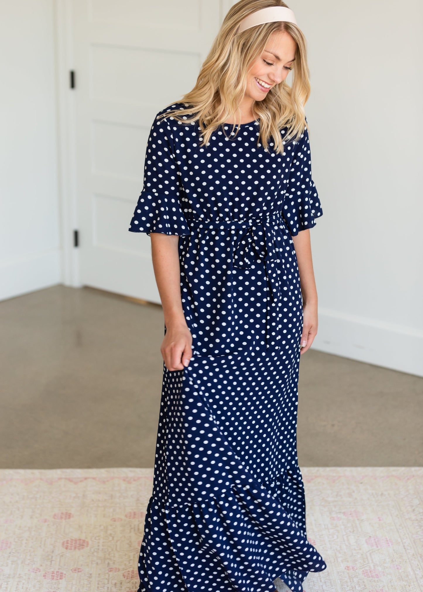 Polka Dot Trumpet Sleeve Maxi Dress - FINAL SALE Dresses
