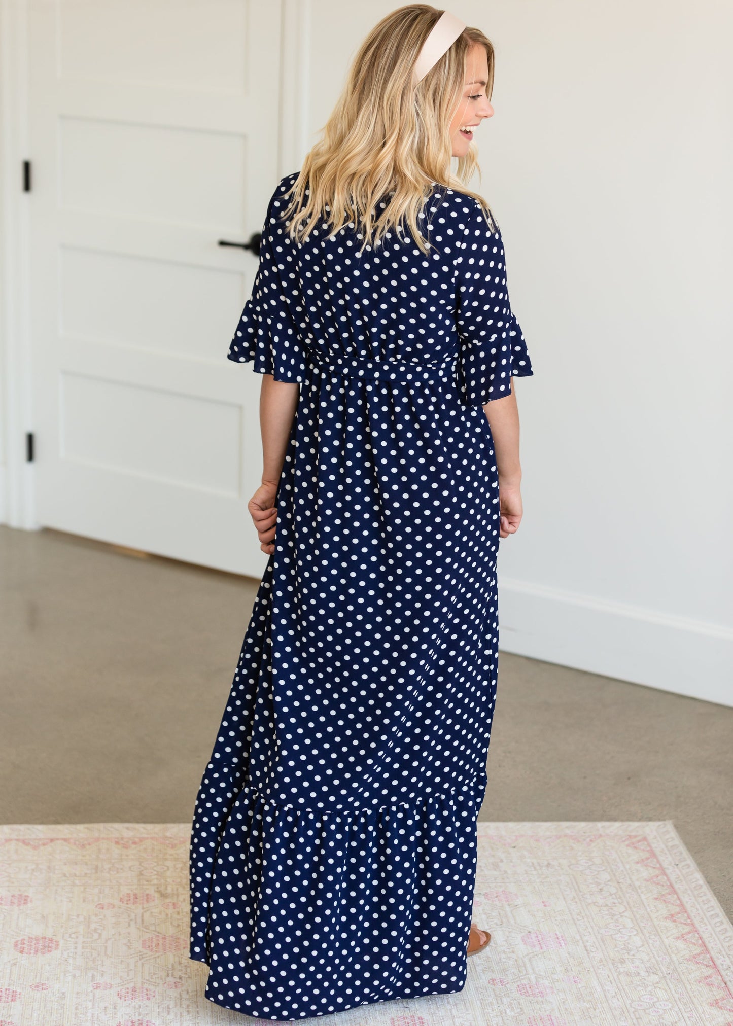 Polka Dot Trumpet Sleeve Maxi Dress - FINAL SALE Dresses