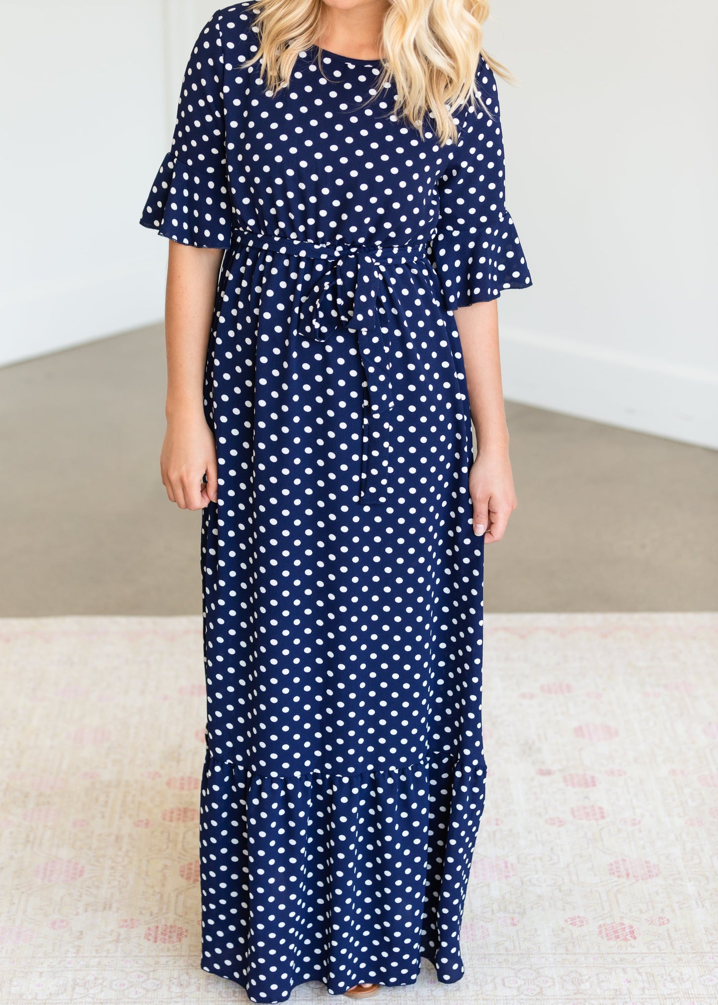 Polka Dot Trumpet Sleeve Maxi Dress - FINAL SALE Dresses