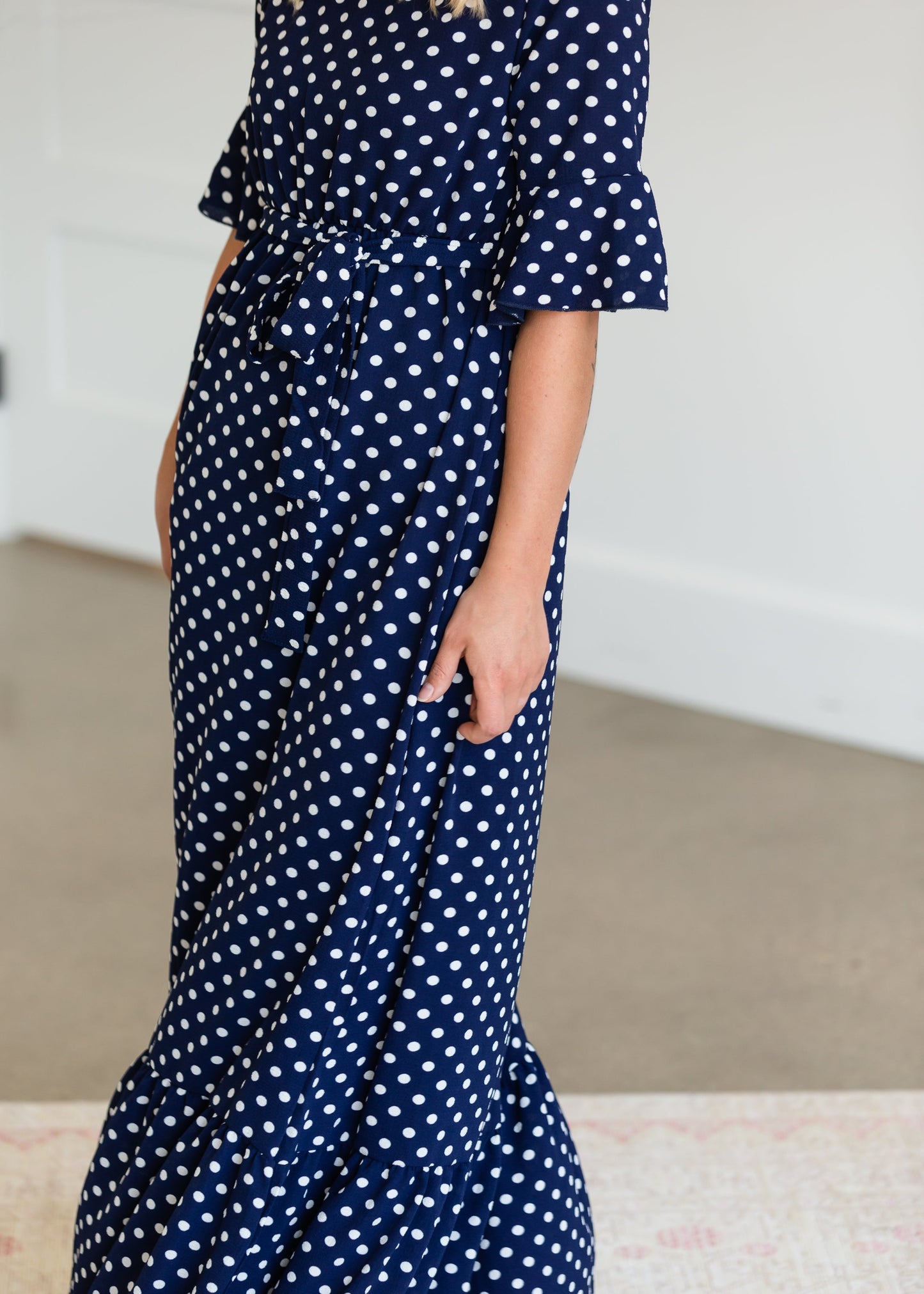 Polka Dot Trumpet Sleeve Maxi Dress - FINAL SALE Dresses