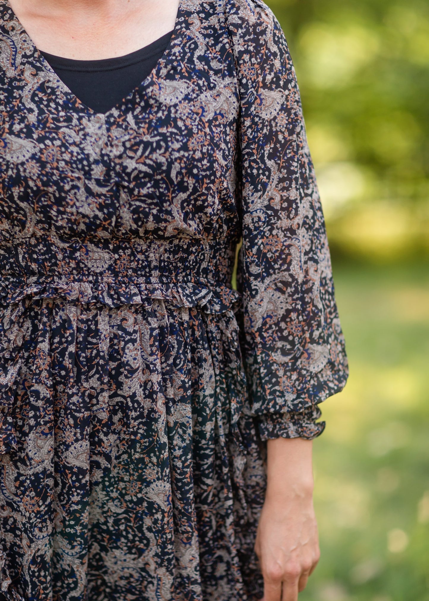 Printed Ruffle Midi Dress Dresses Grade & Gather