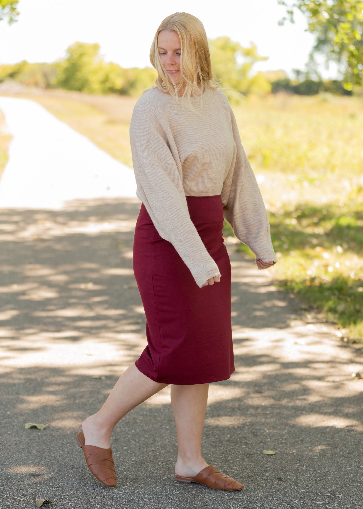 Quinn Burgundy Midi Skirt Skirts